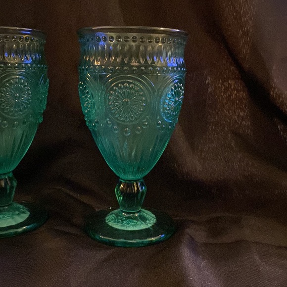 Set of 2, The Pioneer Woman Adeline Teal Ice Tea Glasses Goblets 6 3/4” - Picture 3 of 5